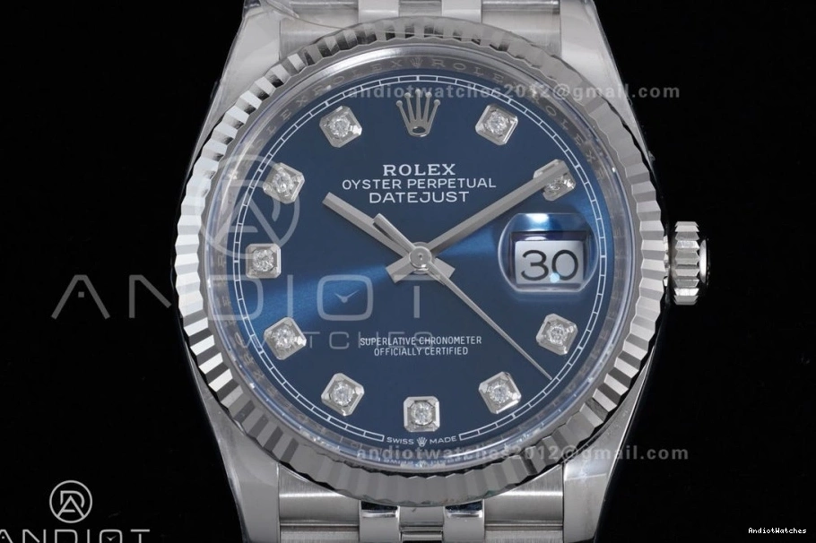 555 Jubilee SH Cozy Diamonds Blue Dial DateJust Clean Steel 126234 Best Edition 904L 1:1 on 36 Bracelet 0712